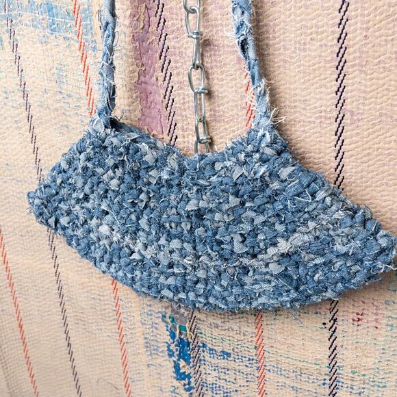 Upcycled Crochet Baguette Bag |crochet Shoulder Bag - Picture 4 of 6